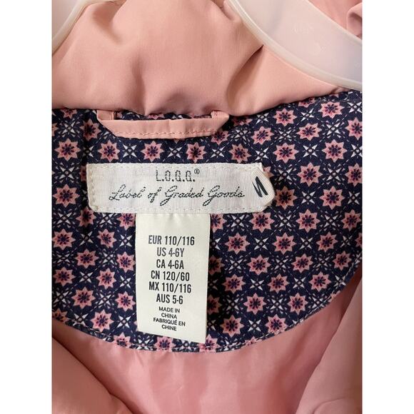 H&M Pink Brown Sleeveless Button Up Zip Up Girls’ Puffer Vest Jacket Size 4-6Y - Picture 6 of 6